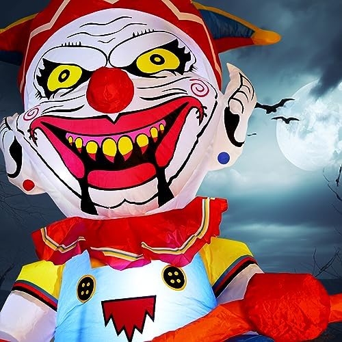 WBHome 5 Ft Halloween Inflatable Outdoor Clown Bicycle Decorations, Day of Th...