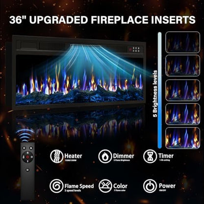vitesse 70”fireplace tv stand,modern entertainment center heating fireplace, side view