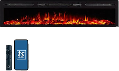 Touchstone Smart Electric Fireplace-The Sideline 84" Wide-in Wall Recessed by TouchstoneHomeProducts