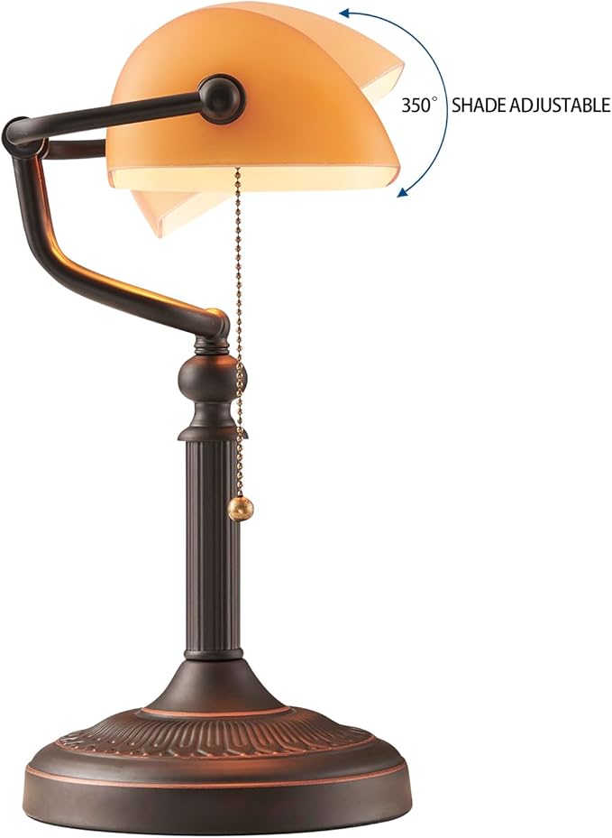 Newrays Matted Orange Glass Bankers Desk Lamp - Image 5