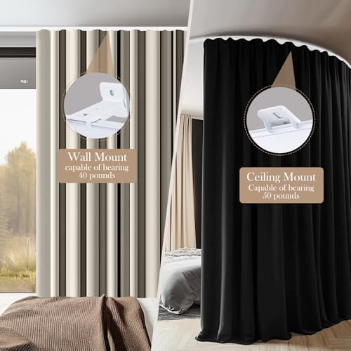 Flexible Ceiling Curtain Tracks, Ceilings Track for Curtains, Aluminum Curtains Track Ceilings Mount,Wall Mount Curtain Rail, Ceiling Curtain Rod, Sliding Curtain Tracks with Clips (White 9FT)