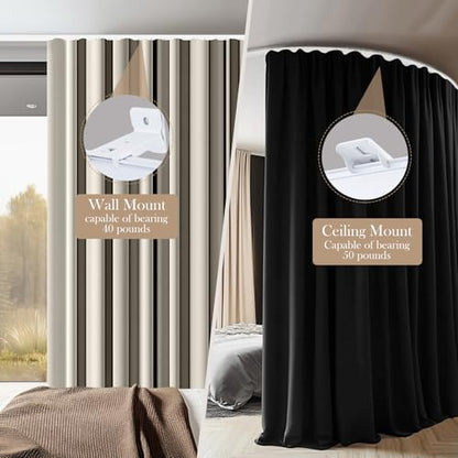 Flexible Ceiling Curtain Tracks, Ceilings Track for Curtains, Aluminum Curtains Track Ceilings Mount,Wall Mount Curtain Rail, Ceiling Curtain Rod, Sliding Curtain Tracks with Clips (White 9FT)