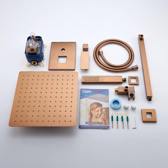 Iriber Brushed Rose Gold Rain Shower System - Image 7