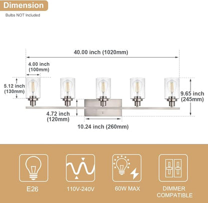 WINSHEN 40-Inches Length Bathroom Vanity Lighting Fixtures Over Mirror in - Image 4