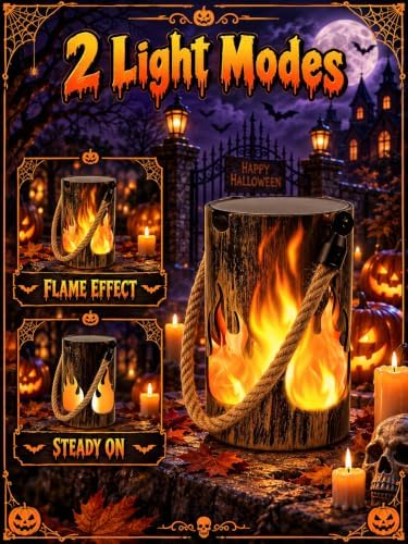 4 Pack Solar Halloween Lanterns Outdoor with Flickering Flame