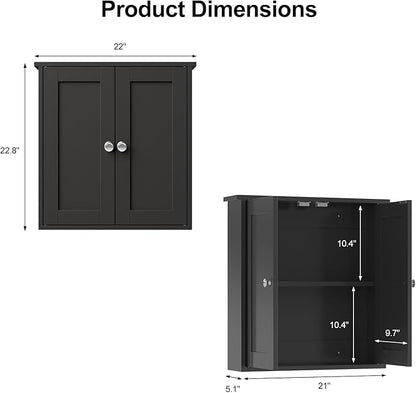 Black Bathroom Wall Cabinet, Medicine Cabinet Over Toilet, Bathroom Cabinet - Image 2