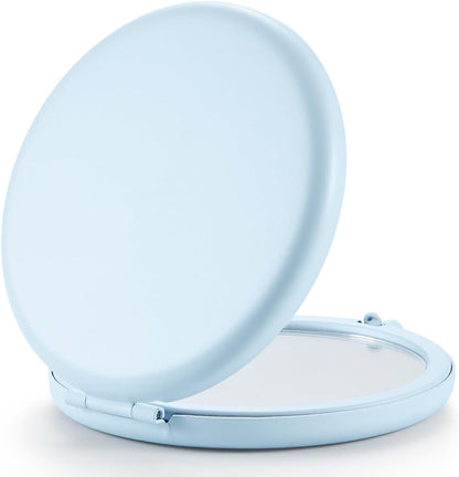 Compact Mirror for Purse, Pack of 24 Double-Sided 1X/2X Magnifying Metal Pocket Makeup Mirrors(Round, Light Blue)