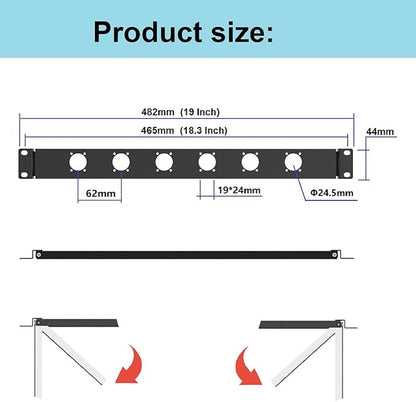 QiaoYoubang 1U Hinged Rack Panel 6D XLR HDMI Audio Rack Mount Panel - Image 2