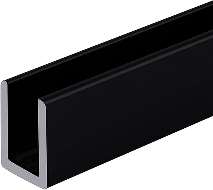 Brixwell SDCD38MBL-CCP24 Matte Black 3/8" Fixed Panel Shower Door Deep U-Channel - Image 4