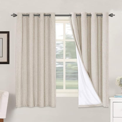 H.VERSAILTEX Linen Blackout Curtains 63 Inches Long, Full Blackout Thermal by HVERSAILTEX