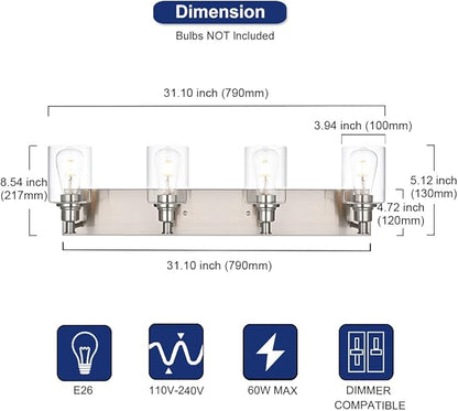 TODOLUZ Bathroom Vanity Light Fixtures, 4-Lights Modern Brushed Nickel Wall - Image 4