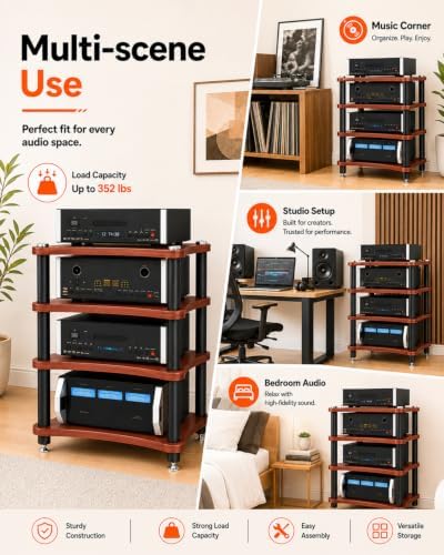 heavy duty 4-tier av media stand, 352 lb, view 9