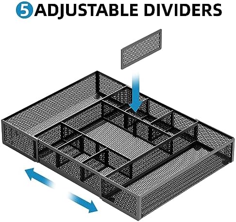 marbrasse expandable desk drawer organizer, mesh drawer organizer, close-up detail