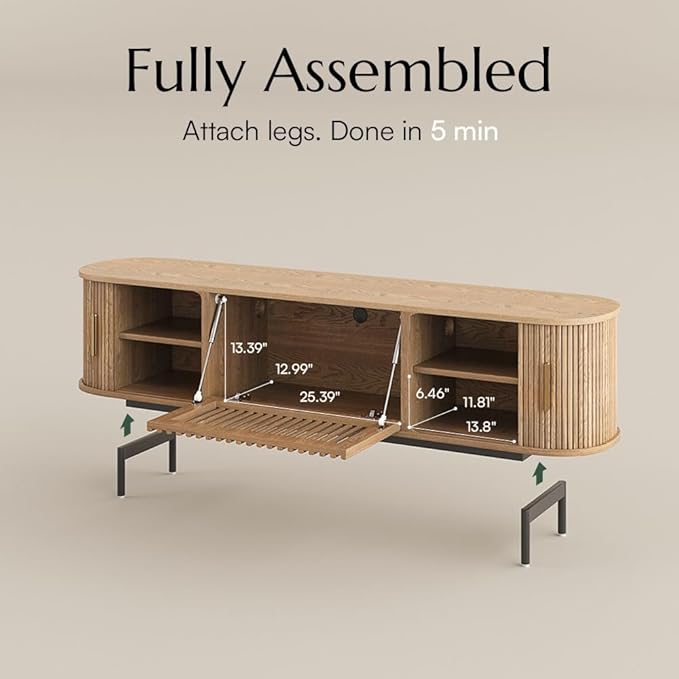 POVISON Fully-Assembled Mid Century Modern TV Stand - Image 6