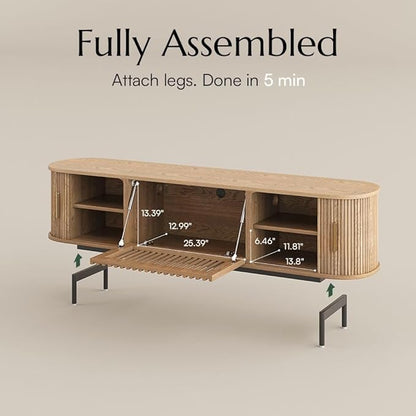 POVISON Fully-Assembled Mid Century Modern TV Stand - Image 6