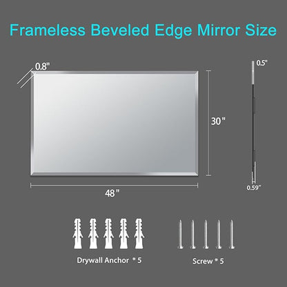 Beveled Mirror, Rectangular Beveled Edge Bathroom Vanity Mirror, Upgraded - Image 6