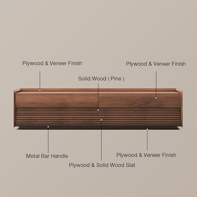 POVISON Fully-Assembled Mid Century Modern TV Stand, 94.49" Wood Media Console - Image 2