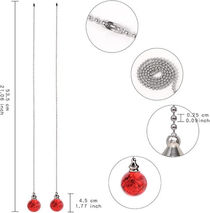 2PCS Red Pull Chain Crystal Glass Ice Cracked Ball Pull Chain - Image 3