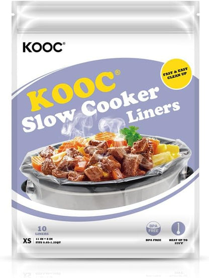 KOOC Slow Cooker Liners 8"x11" 10 Count Mini Size Disposable Pot Liners Cooking by KOOC