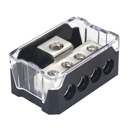 RKURCK 4 Way Power Distribution Block, 0/2/4 AWG Gauge in, 4/8/10 Gauge Out by RKURCK