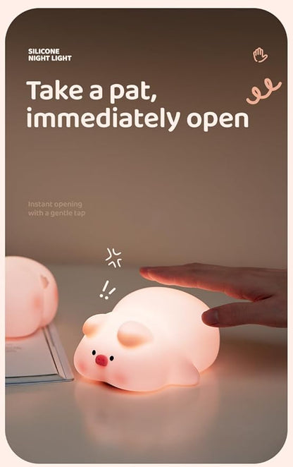 ATSUI Pig Night Light for Kids, Food Grade Silicone, Rechargeable, Tap Fun - Image 3