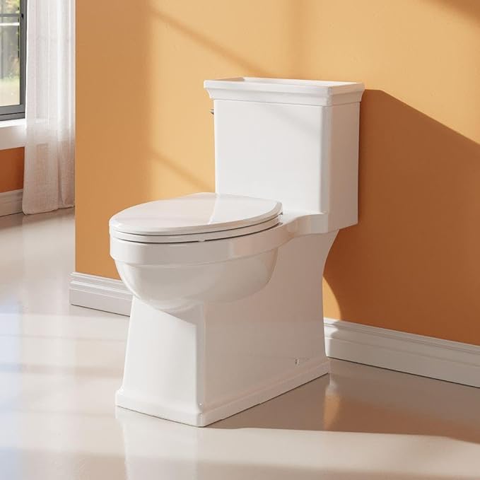 One-Piece Toilet with Classic Design, ADA Height, 1.28 GPF, Durable Ceramic by Unknown
