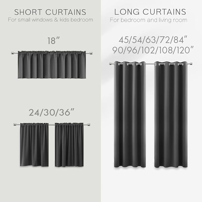 72 Length Blackout Curtains for Bedroom 2 Panels Set Sun Heat Blocking Thermal - Image 8