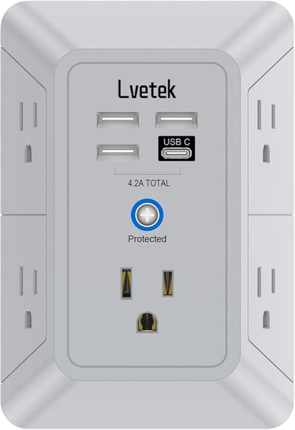 Outlet Extender, Surge Protector Outlet by Lvetek