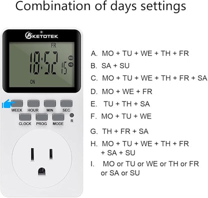 Digital Plug-in Timer Outlet Socket 20 on/Off Programmable Timer Switch 24 - Image 4