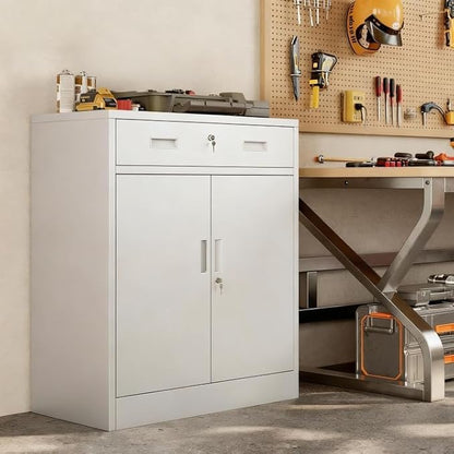 Metal Storage Cabinets with Drawer, Small White Steel File Cabinet - Image 8