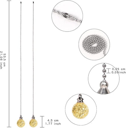 2PCS Yellow Pull Chain Crystal Glass Ice Cracked Ball Pull Chain - Image 2