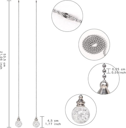 LONGSHENG - SINCE 2001 - 2PCS White Pull Chains Crystal Glass Ice Cracked Ball - Image 2