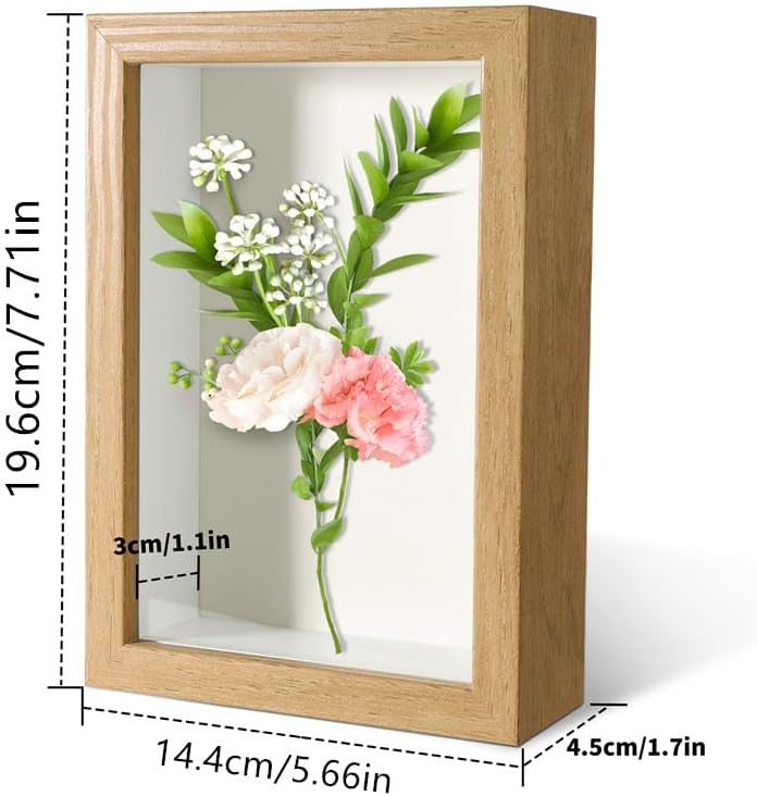 5x7 Wood Color Shadow Box Frame Display Case | With Real Glass for Memorabilia,Wedding Memories,Pins,Awards,Crafts,Tickets and Photos