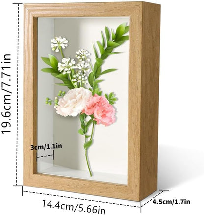 5x7 Wood Color Shadow Box Frame Display Case | With Real Glass for Memorabilia,Wedding Memories,Pins,Awards,Crafts,Tickets and Photos