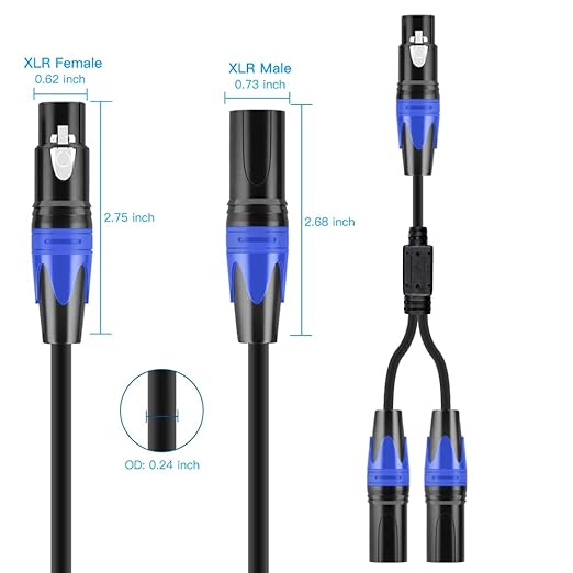 Seefeful XLR Splitter Cable, 1 Female to 2 Male Patch Y Cable Balanced - Image 2