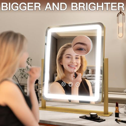 fennio vanity mirror with lights - 15"x12.6" led, side view