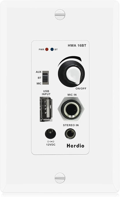 Herdio in Wall Audio Control Amplifier Receiver 2 Channel Wall Plate by Herdio