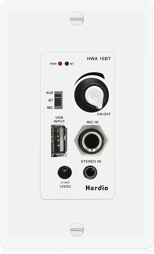 Herdio in Wall Audio Control Amplifier Receiver 2 Channel Wall Plate by Herdio