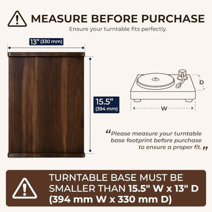 2bhome wooden record player stand, vinyl record storage, side view