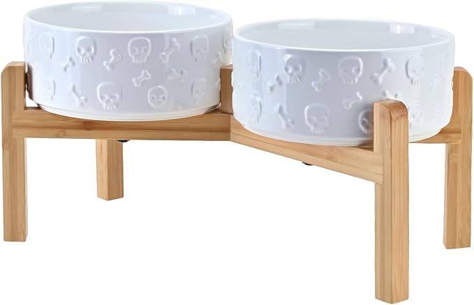 SPUNKYJUNKY Elevated Dog Bowls Ceramic, 7.3'' Dogs Food Water Bowls Raised - 42 by SPUNKYJUNKY