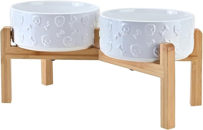 SPUNKYJUNKY Elevated Dog Bowls Ceramic, 7.3'' Dogs Food Water Bowls Raised - 42 by SPUNKYJUNKY