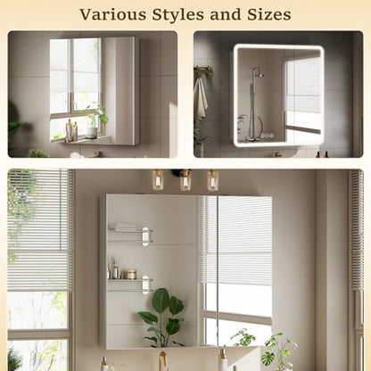 16" x 24" bathroom medicine cabinet mirror, aluminum showing dimensions