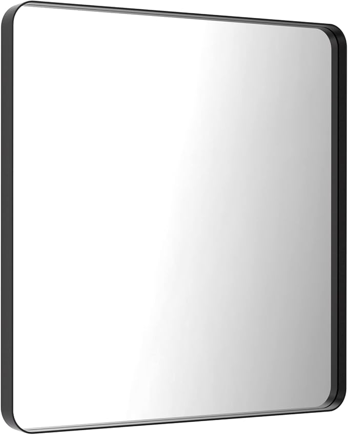 LOAAO 36X36 Inch Black Metal Framed Bathroom Mirror - Image 5