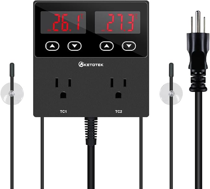 KETOTEK KT99pro Dual Digital Temperature Controller Outlet 10A Relay Heating by KETOTEK