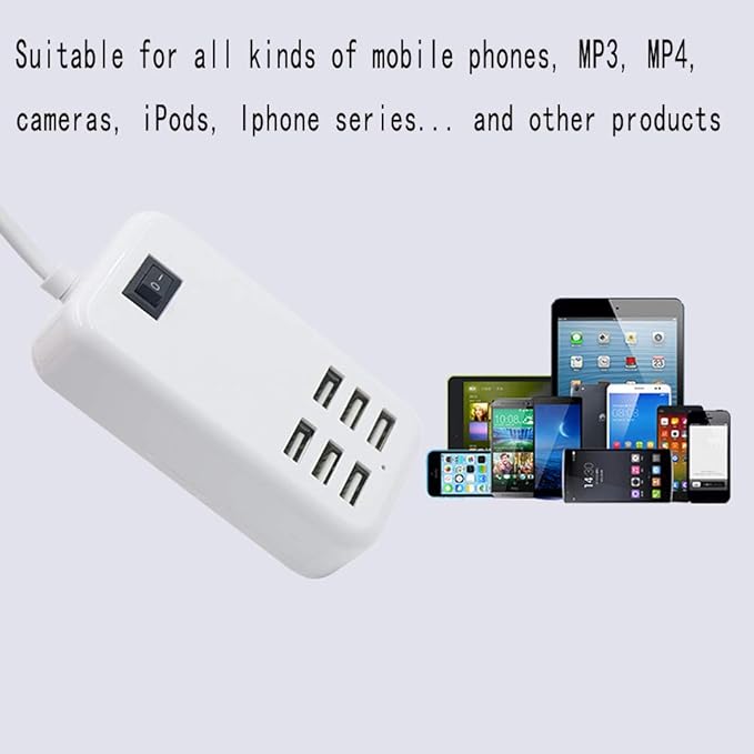 6 Ports USB Charger Hub Desktop US Plug AC Power Wall Travel Charging Adapter - Image 2