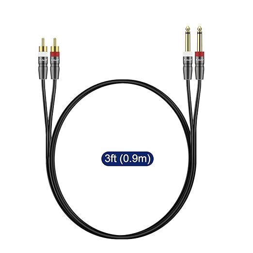 J&D Dual 1/4 inch TS to Dual RCA Cable, Heavy Duty 1/4 Male to RCA Male Adapter - Image 7