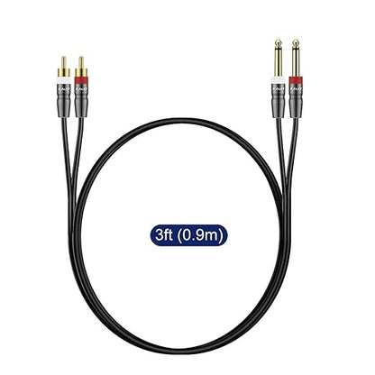 J&D Dual 1/4 inch TS to Dual RCA Cable, Heavy Duty 1/4 Male to RCA Male Adapter - Image 7