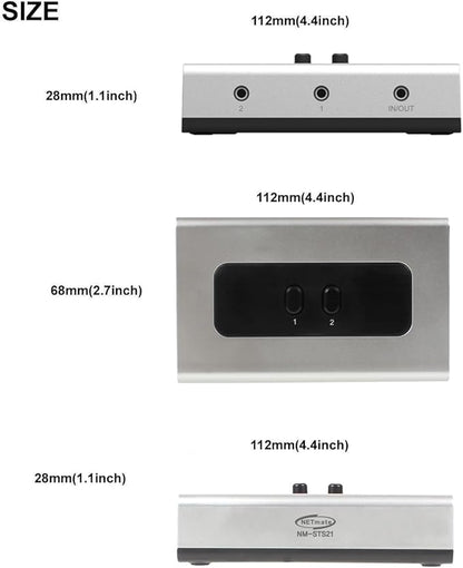 NETMATE 3-Port 3.5mm Stereo Audio Switch, 3.5mm+RCA Audio Switcher 2 Input 1 - Image 2