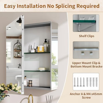 beautypeak 16" x 24" bathroom medicine cabinet mirror, package contents