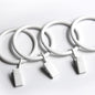 KAIY Set of 14 Curtain Rings with Clips 1.25 Inch White Iron Metal | Curtain Rod Rings with Clips for Drapes, Drapery Ring for Baby Clothes, Baby Pants Hangers, Interior Diameter
